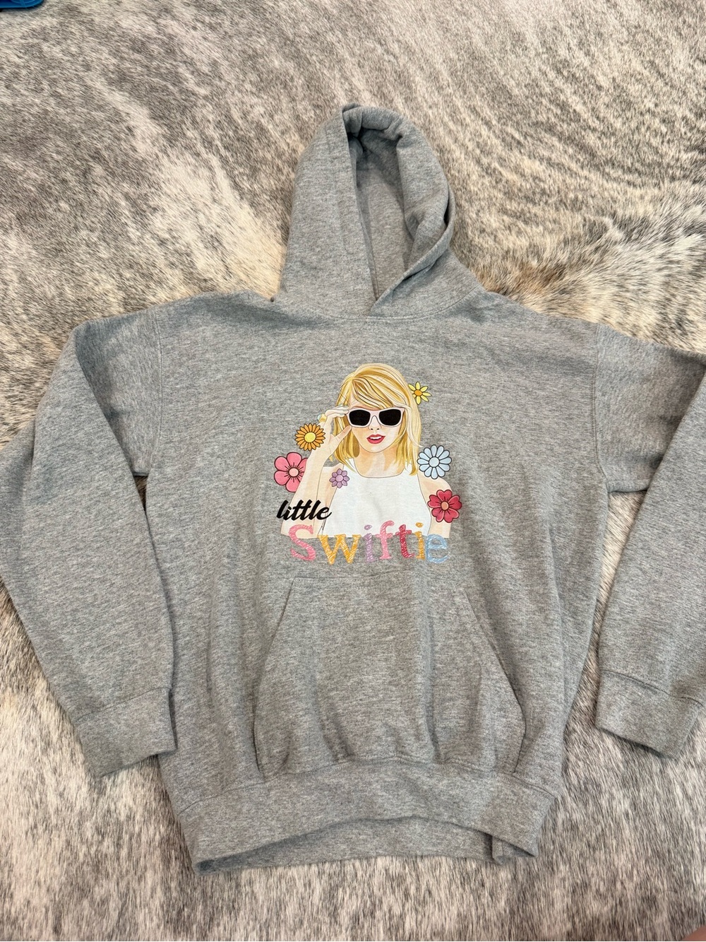 Gildan Gray Little Swiftie Pullover Hoodie with Colorful Graphic